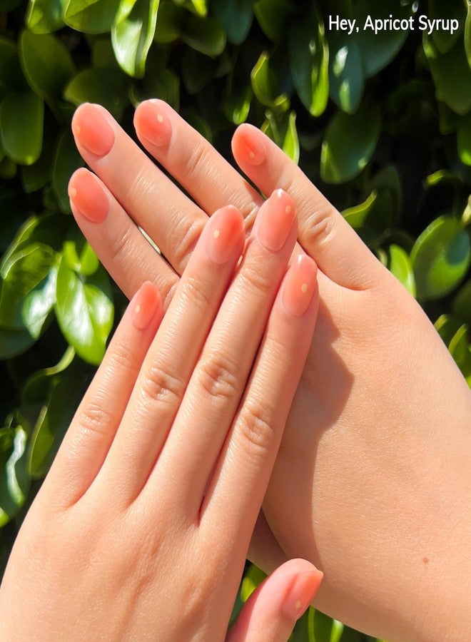 Heyhae Semi Cured Gel Nail Strips | No LED Lamp Needed | Summer, Solid, Orange | Easy Apply & Remove, Salon Quality | Includes 28 Strips, 1 Prep Pads, Nail File & Wooden stick - Hey, Apricot Syrup - Image 5